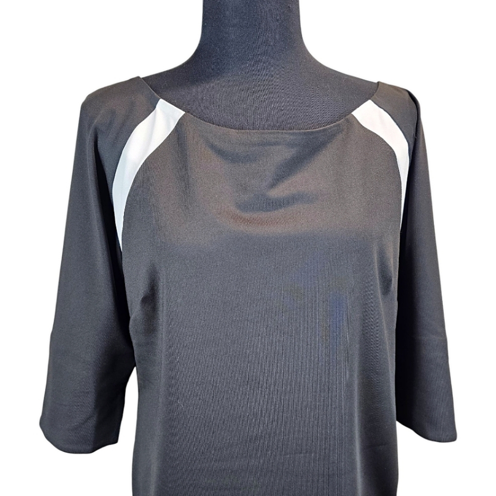 Gretchen Scott Jersey Tee Topper Medium Black 3/4 Sleeves Sporty Athleisure Golf - Picture 11 of 16